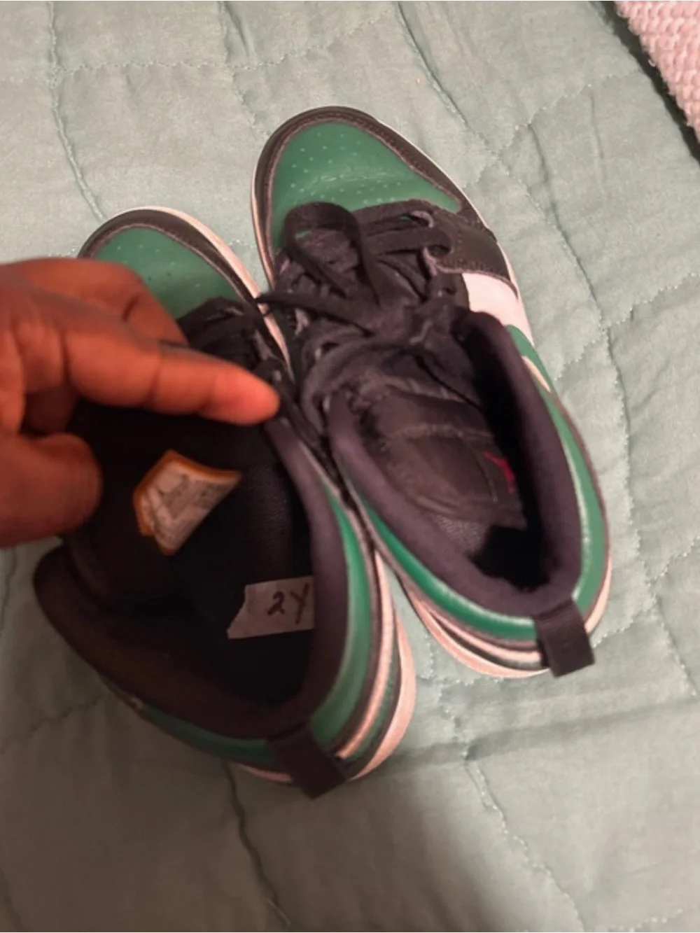 Nike Kids Green Black White High-Top Sneakers